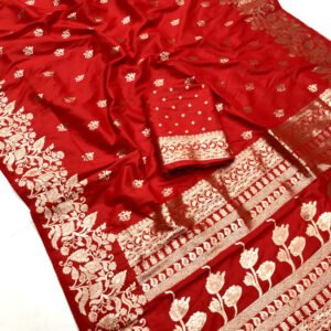 red banarsi silk