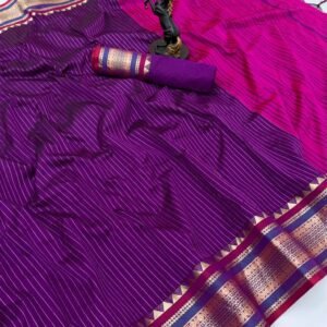Purple color soft ilkal silk saree with zari weaving work