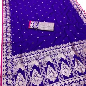 Royal blue premium banarasi silk saree with zari weaving work