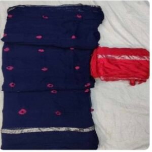 Pure georgate blue bandhani print saree